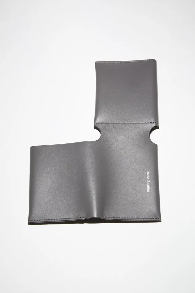 Women Leather Trifold Wallet Dark Grey Acne Studios Small Leather Goods