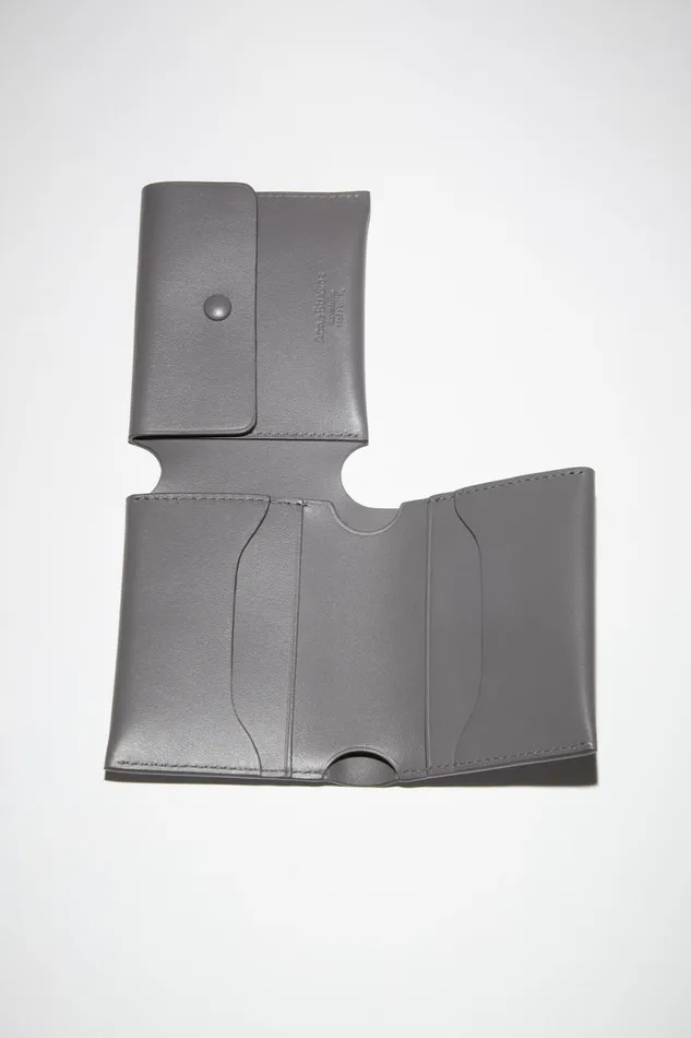 Women Leather Trifold Wallet Dark Grey Acne Studios Small Leather Goods