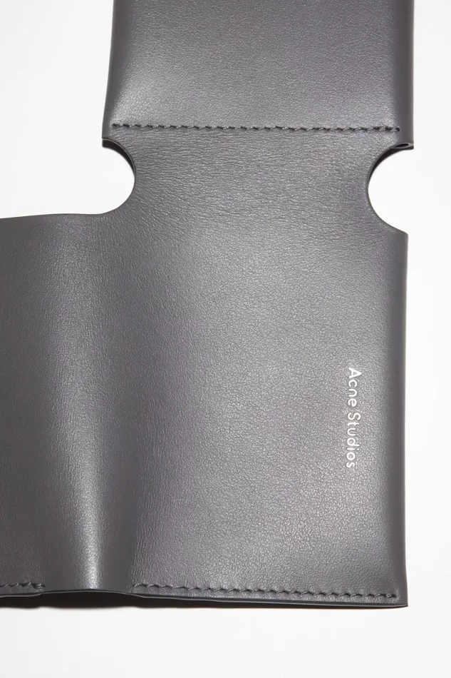 Women Leather Trifold Wallet Dark Grey Acne Studios Small Leather Goods