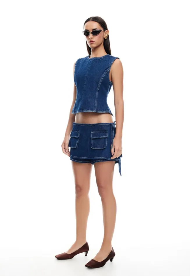 Women Lioness Fashion Denim COUNTRYSIDE SKORT Blue Denim