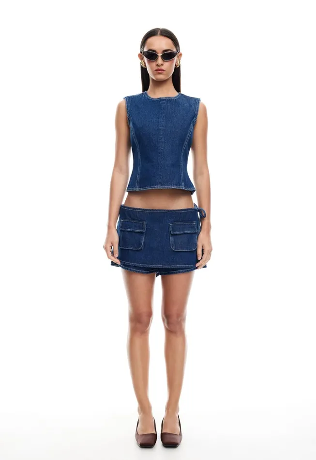 Women Lioness Fashion Denim COUNTRYSIDE TOP Blue Denim