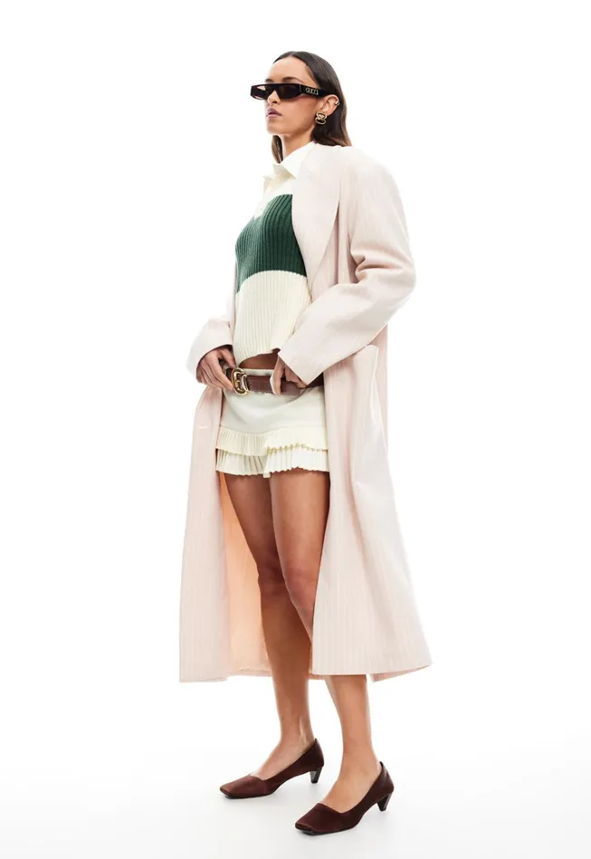 Women Lioness Fashion Outerwear OLSEN COAT Beige Pinstripe Women Lioness Fashion Outerwear OLSEN COAT Beige Pinstripe