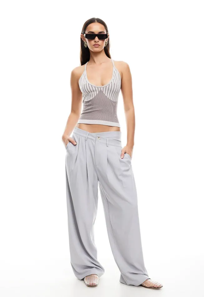 Women Lioness Fashion Pants LA MESA PANT Light Grey Pinstripe