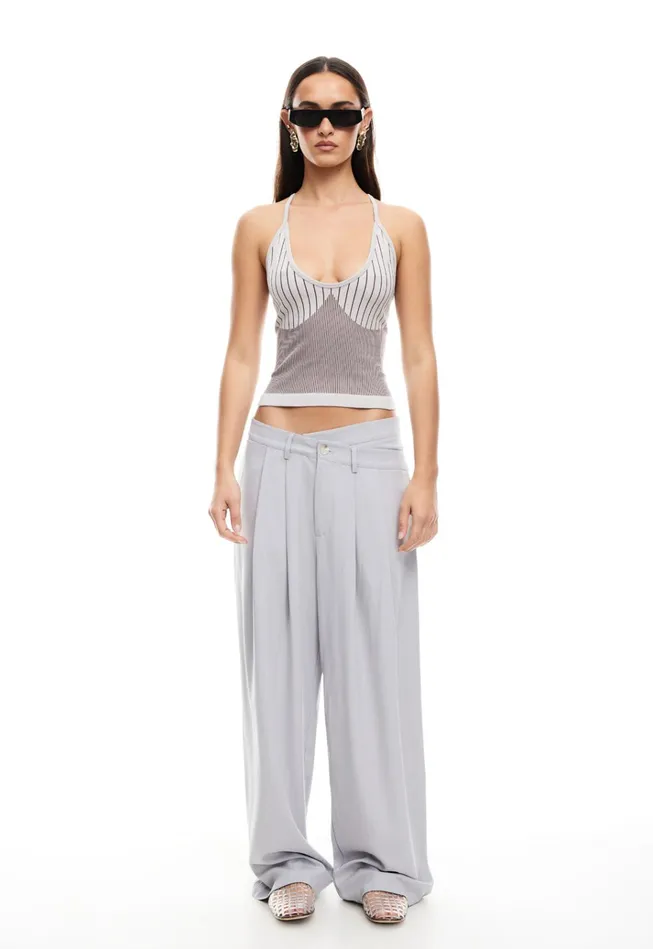 Women Lioness Fashion Pants LA MESA PANT Light Grey Pinstripe Women Lioness Fashion Pants LA MESA PANT Light Grey Pinstripe