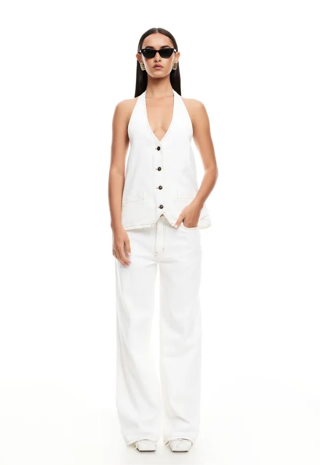 Women Lioness Fashion Pants TOP MODEL JEAN Porcelain