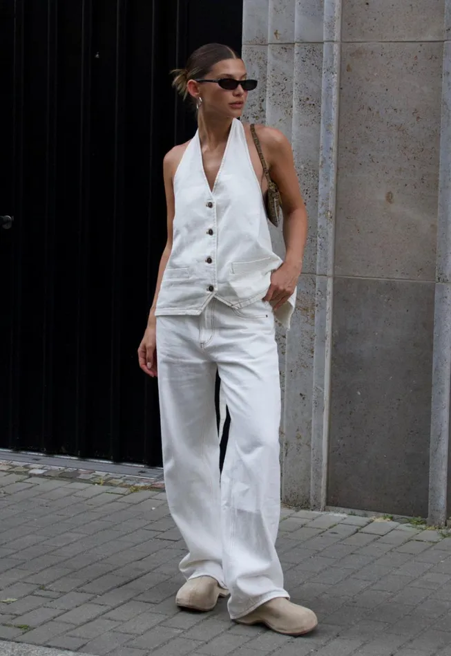 Women Lioness Fashion Pants TOP MODEL JEAN Porcelain