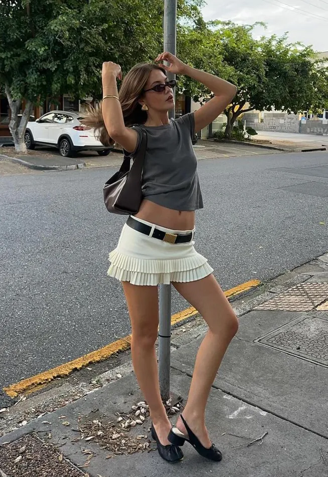 Women Lioness Fashion Shorts DOUBLE RUFFLE MINI SKORT Soft Lemon