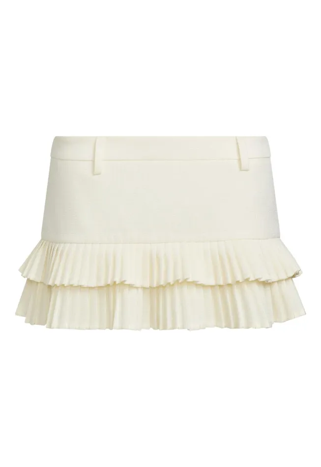 Women Lioness Fashion Shorts DOUBLE RUFFLE MINI SKORT Soft Lemon