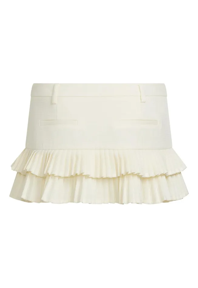 Women Lioness Fashion Shorts DOUBLE RUFFLE MINI SKORT Soft Lemon