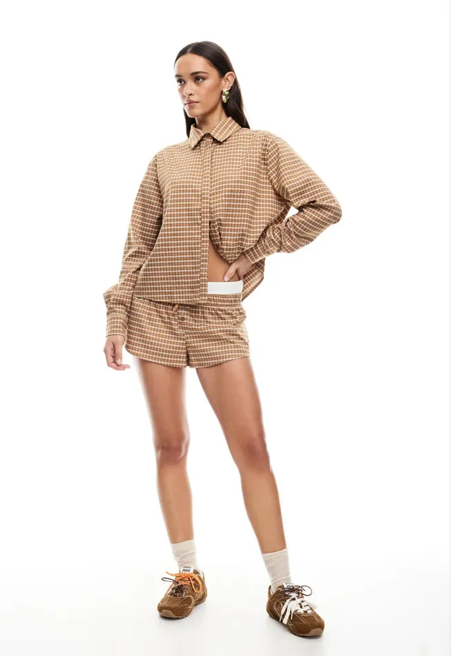Women Lioness Fashion Shorts NIRVANA SHORT Chocolate Check Women Lioness Fashion Shorts NIRVANA SHORT Chocolate Check