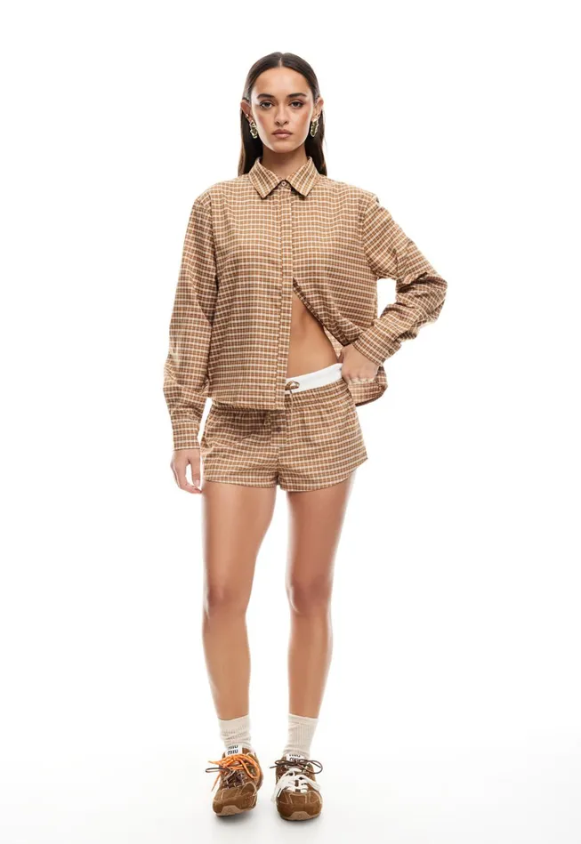 Women Lioness Fashion Shorts NIRVANA SHORT Chocolate Check Women Lioness Fashion Shorts NIRVANA SHORT Chocolate Check