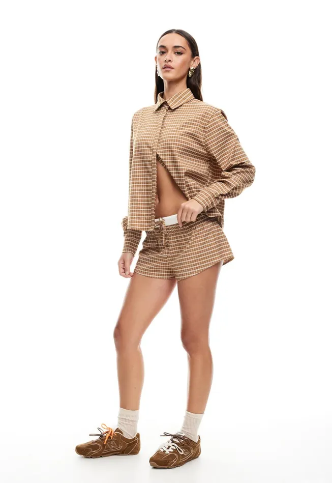 Women Lioness Fashion Shorts NIRVANA SHORT Chocolate Check Women Lioness Fashion Shorts NIRVANA SHORT Chocolate Check
