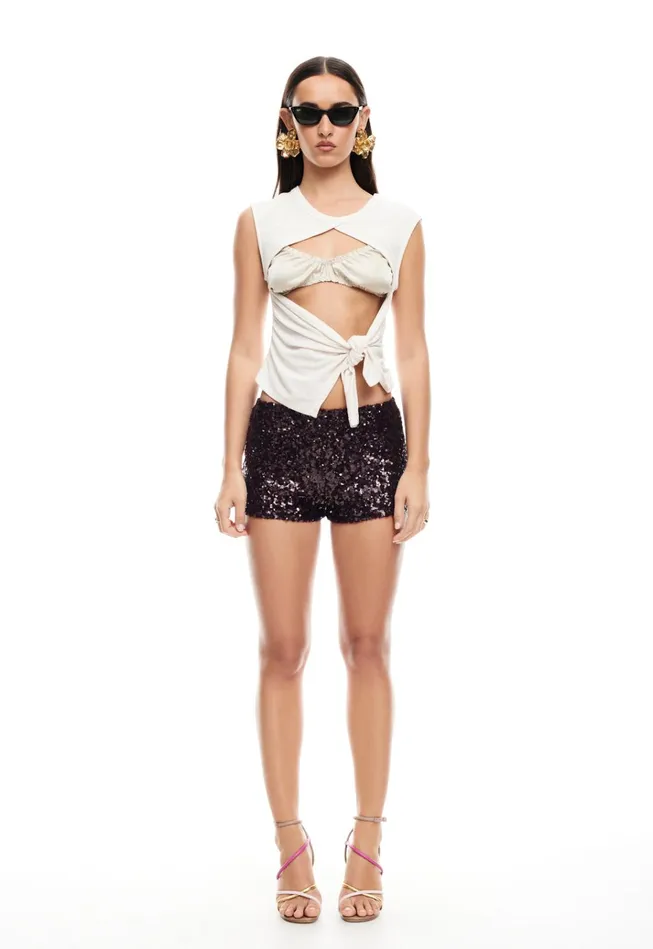 Women Lioness Fashion Swim MOSS TIE TOP Porcelain