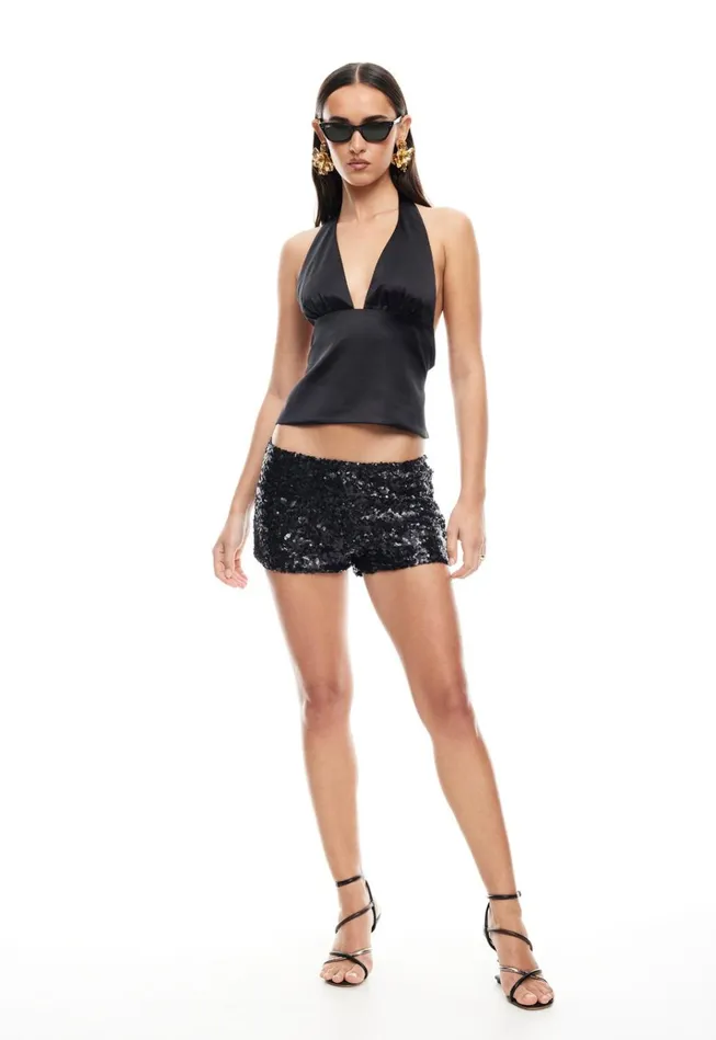 Women Lioness Fashion Tops OPULENCE HALTER TOP Onyx