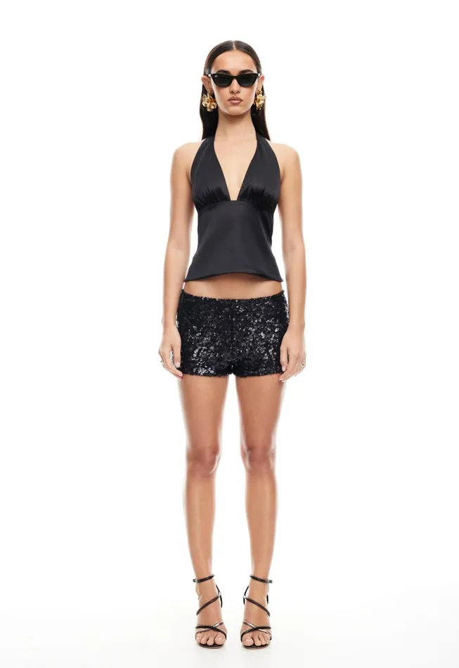 Women Lioness Fashion Tops OPULENCE HALTER TOP Onyx Women Lioness Fashion Tops OPULENCE HALTER TOP Onyx
