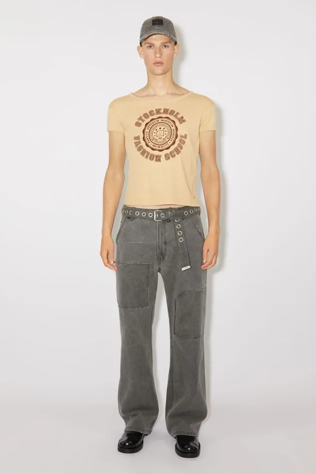 Women Logo Tshirt 8211 Fitted Fit Biscuit Beige Acne Studios Tshirts