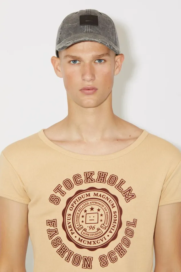 Women Logo Tshirt 8211 Fitted Fit Biscuit Beige Acne Studios Tshirts