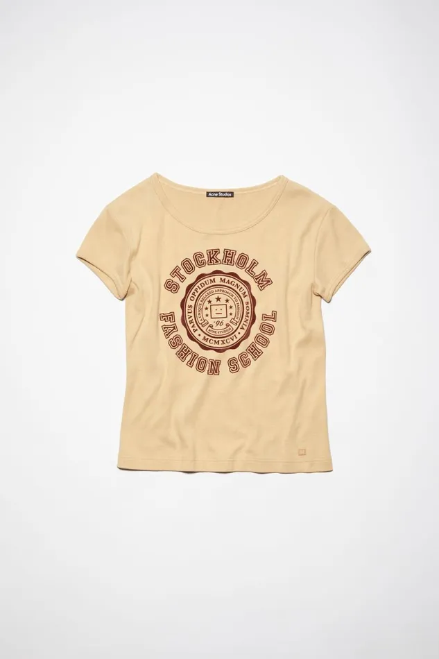 Women Logo Tshirt 8211 Fitted Fit Biscuit Beige Acne Studios Tshirts