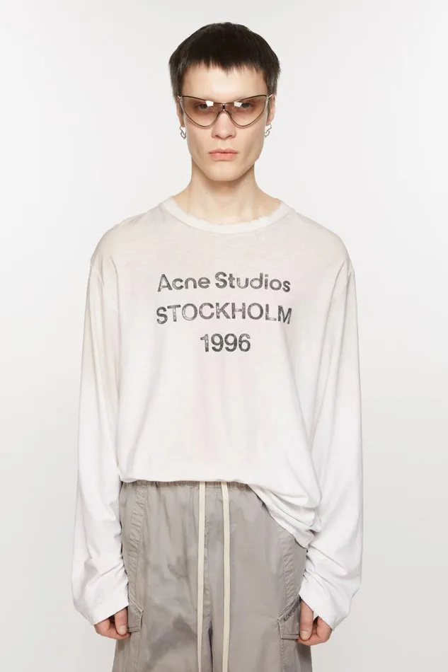 Women Logo Tshirt 8211 Relaxed Fit Dusty White Acne Studios Tshirts