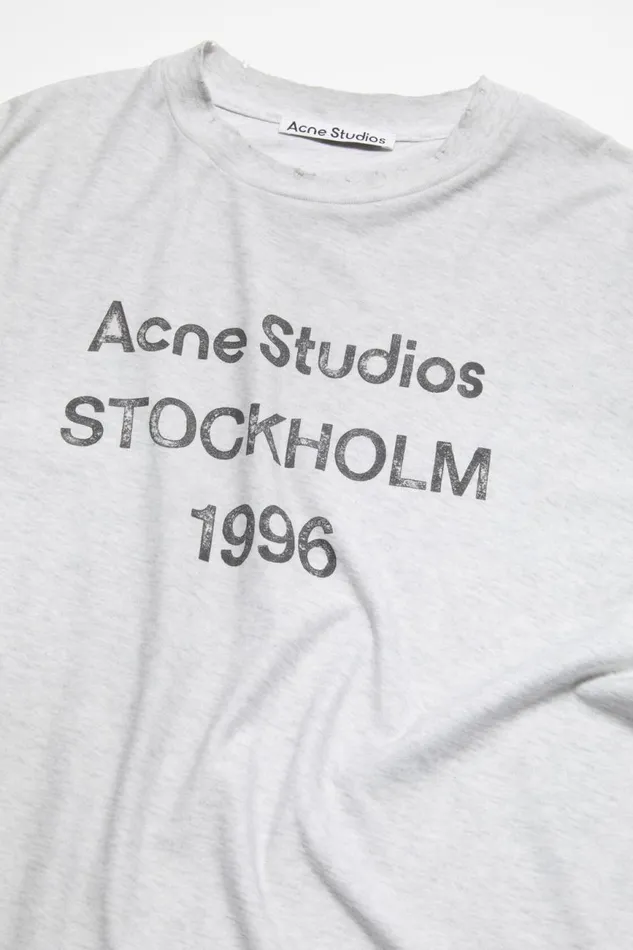 Women Logo Tshirt 8211 Relaxed Unisex Fit Pale Grey Melange Acne Studios Tshirts