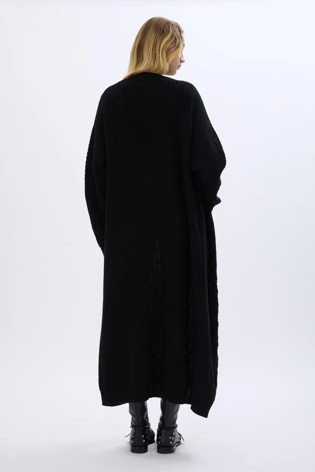 Women Long Cableknit Woolen Cardigan Black Black Sonia Rykiel Cardigans