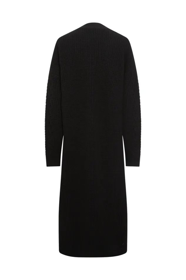 Women Long Cableknit Woolen Cardigan Black Black Sonia Rykiel Cardigans