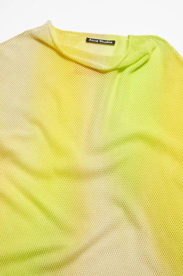 Women Long Sleeve Mesh Tshirt Acid Yellow Acne Studios Tshirts