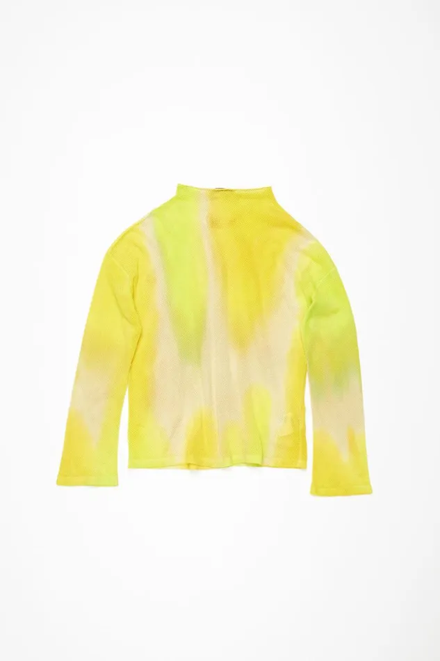 Women Long Sleeve Mesh Tshirt Acid Yellow Acne Studios Tshirts