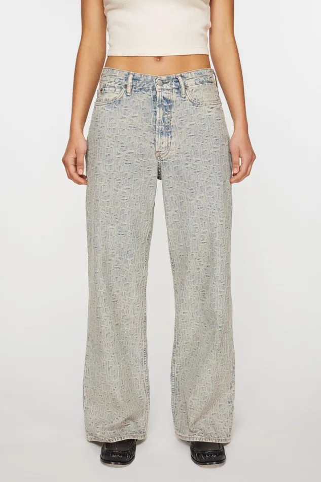 Women Loose Fit Jeans 8211 1981F Monogram Bluebeige Acne Studios Jeans
