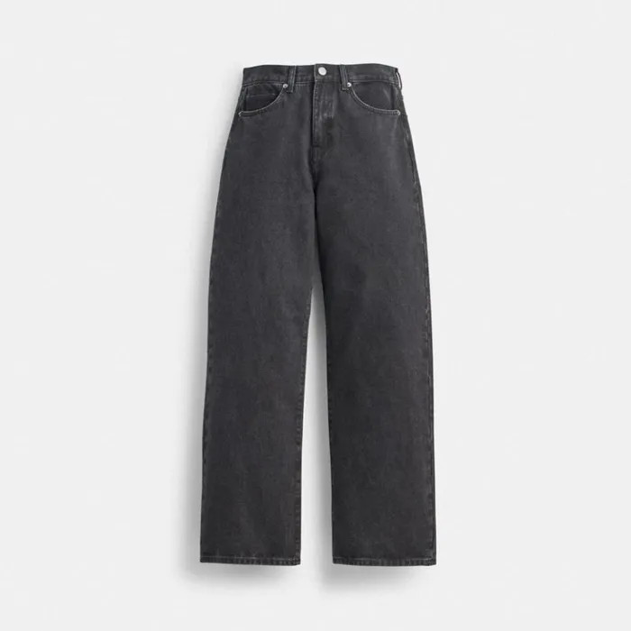 Women Loose Fit Jeans Black Coach Bottoms