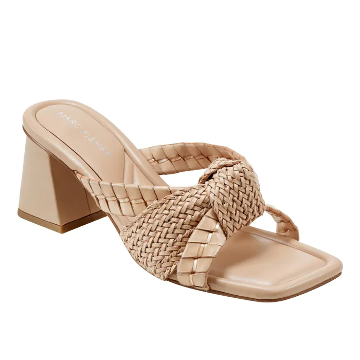 Women Marc Fisher Macki Block Heel Sandal Light Natural Sandals