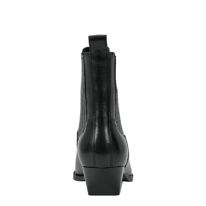 Women Marc Fisher Pryce Western Bootie Black Leather Casual Boots