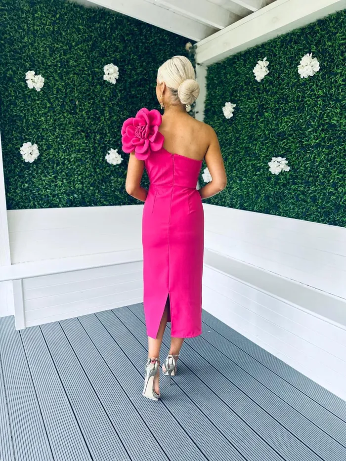 Women Maxi Canella Lane Eleanor Detailed Occasion Midi Dress Magenta