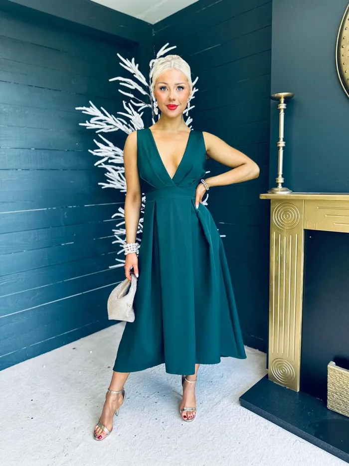 Women Maxi Canella Lane Helen Detailed Occasion Dress Forest