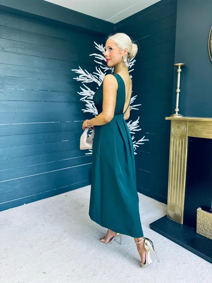 Women Maxi Canella Lane Helen Detailed Occasion Dress Forest