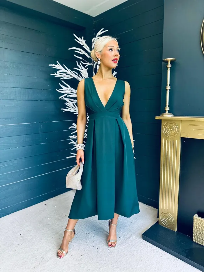 Women Maxi Canella Lane Helen Detailed Occasion Dress Forest