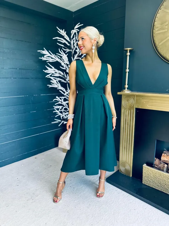 Women Maxi Canella Lane Helen Detailed Occasion Dress Forest