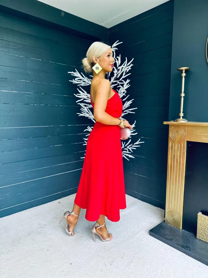 Women Maxi Canella Lane Margaret One Shoulder Occasion Midi Dress Red