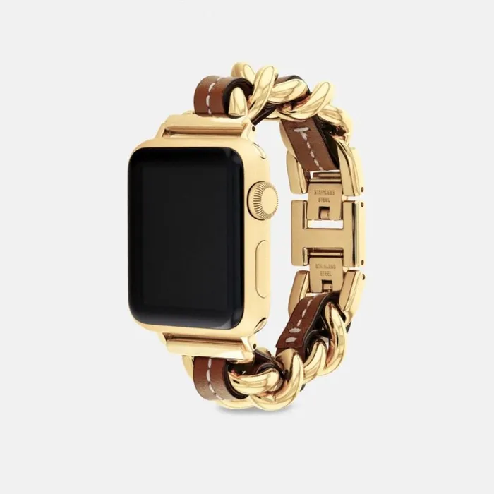 WomenMen Apple Watch Strap 38 Mm 40 Mm And 41 Mm Saddle Coach Watches
