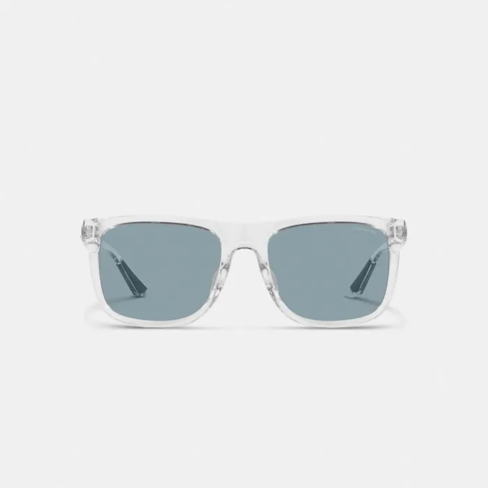 WomenMen Beveled Signature Flat Top Square Sunglasses Clear Blue Coach Eyewear
