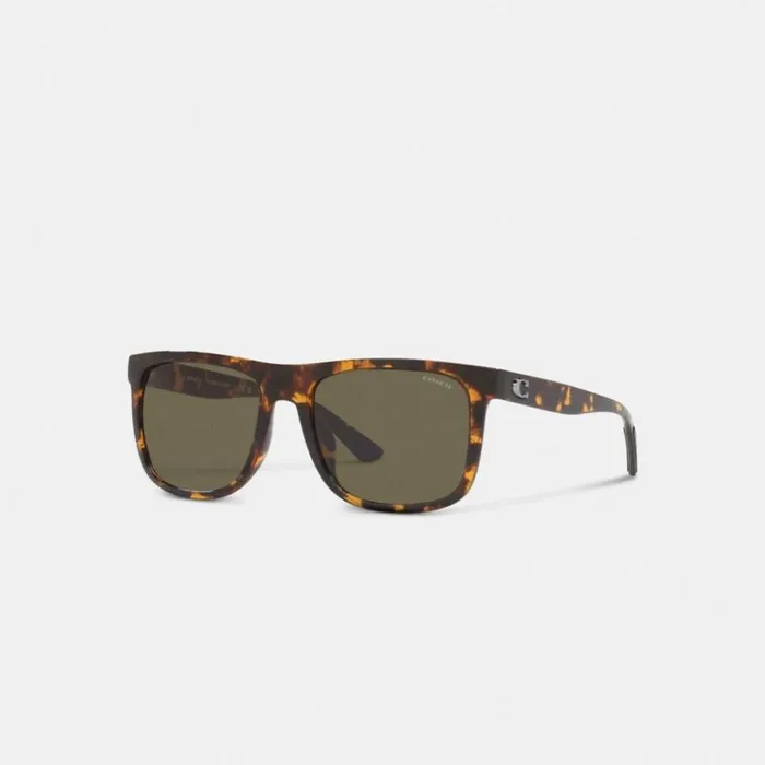 WomenMen Beveled Signature Flat Top Square Sunglasses Dark Tortoise Coach Eyewear