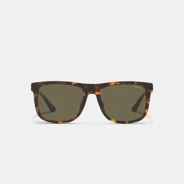 WomenMen Beveled Signature Flat Top Square Sunglasses Dark Tortoise Coach Eyewear