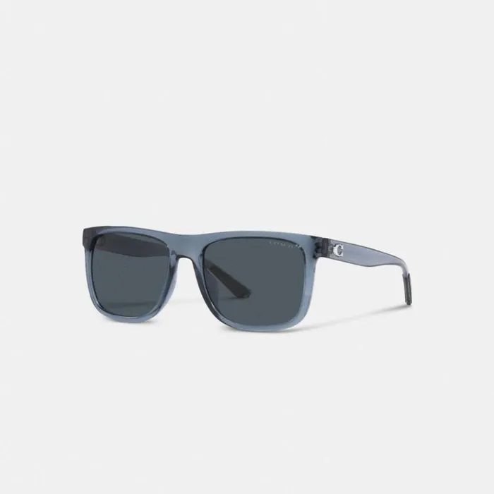 WomenMen Beveled Signature Flat Top Square Sunglasses Transparent Navy Coach Eyewear