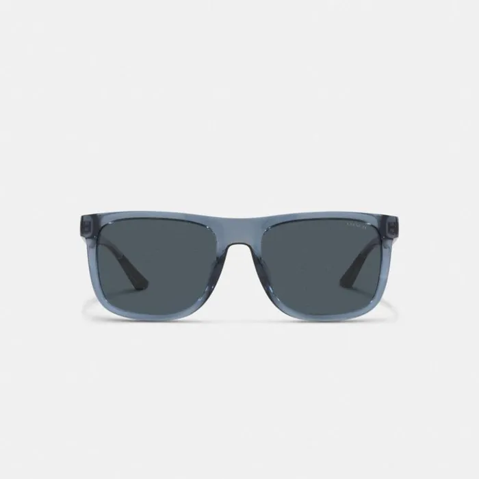 WomenMen Beveled Signature Flat Top Square Sunglasses Transparent Navy Coach Eyewear WomenMen Beveled Signature Flat Top Square Sunglasses Transparent Navy Coach Eyewear