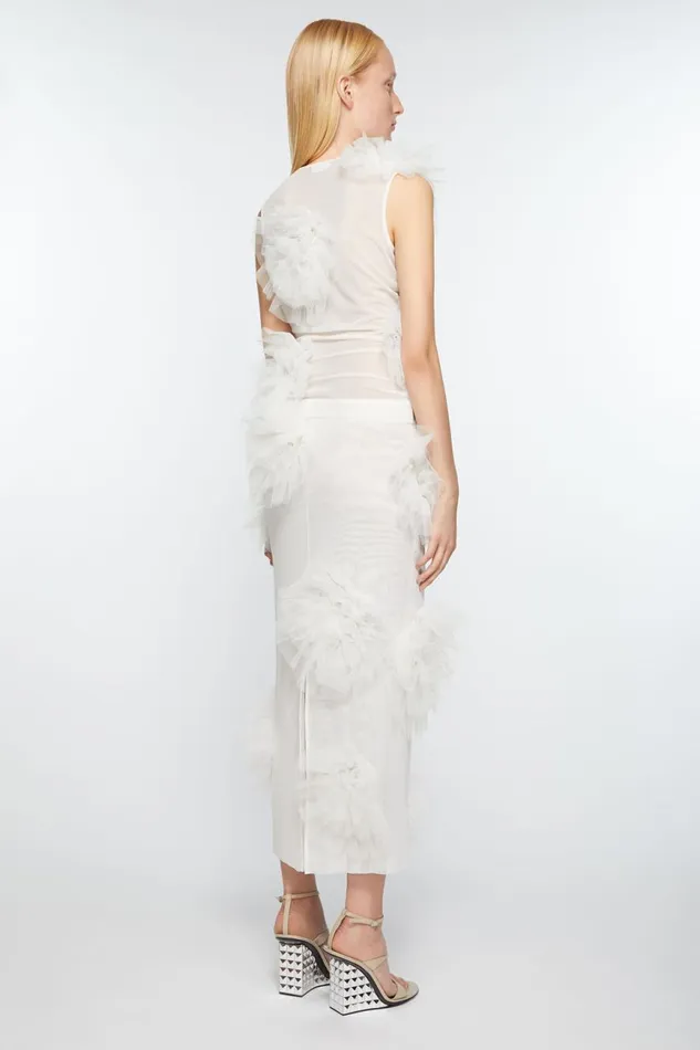 Women Mesh Ruffle Skirt White Acne Studios Skirts