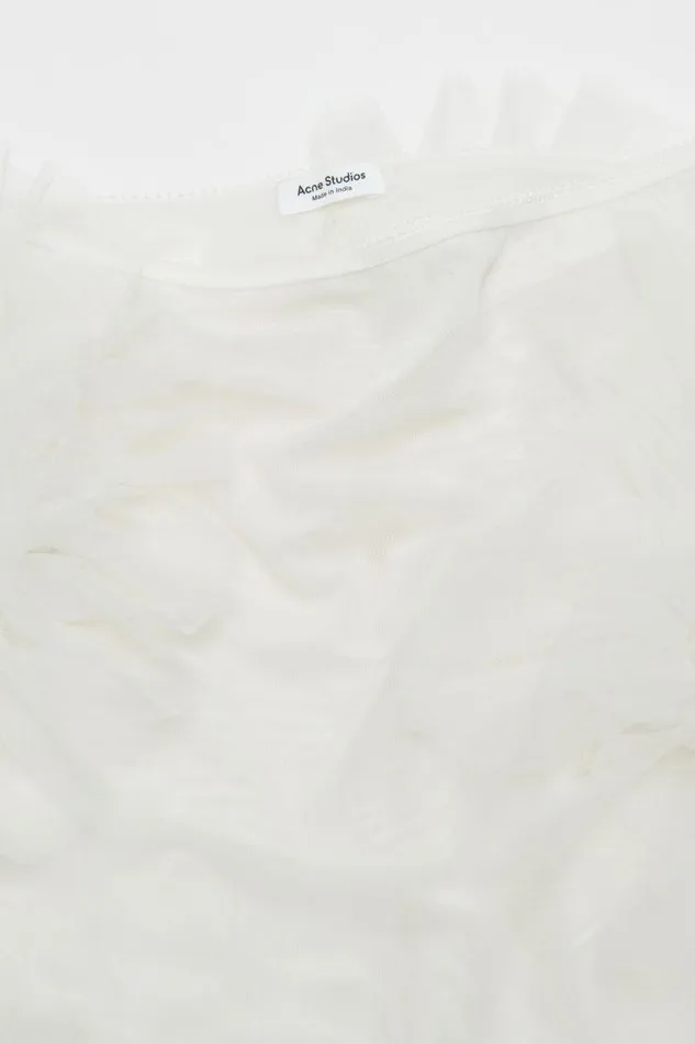 Women Mesh Ruffle Skirt White Acne Studios Skirts