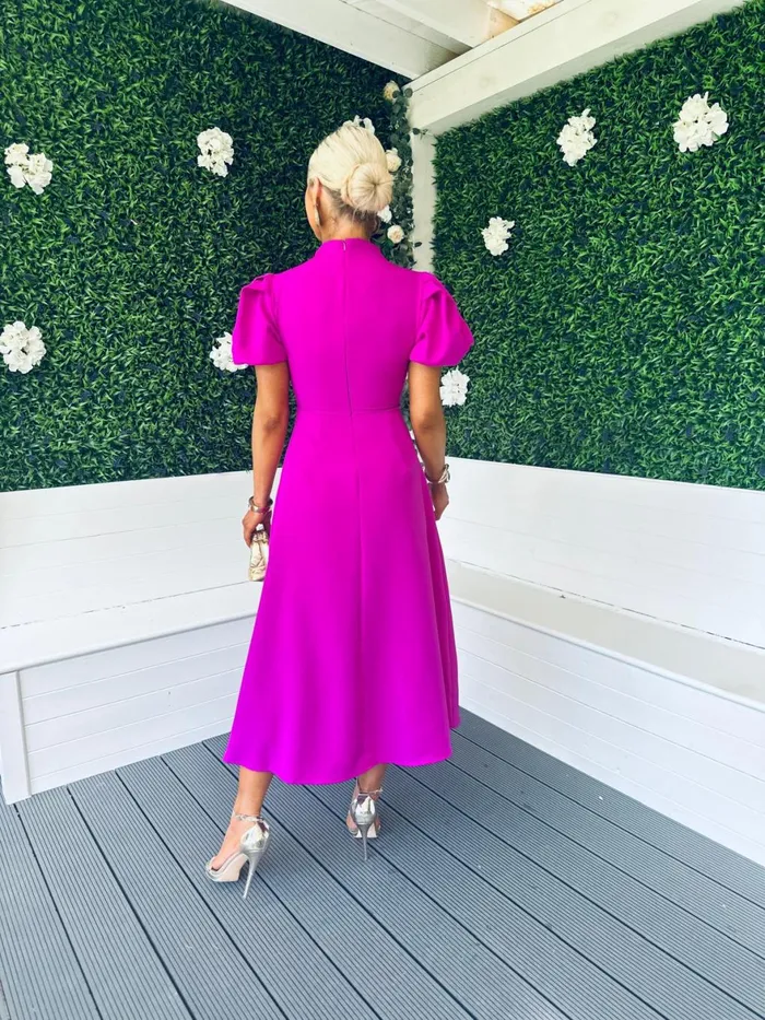 Women Midi Canella Lane Claudia Detailed Occasion Dress Orchid