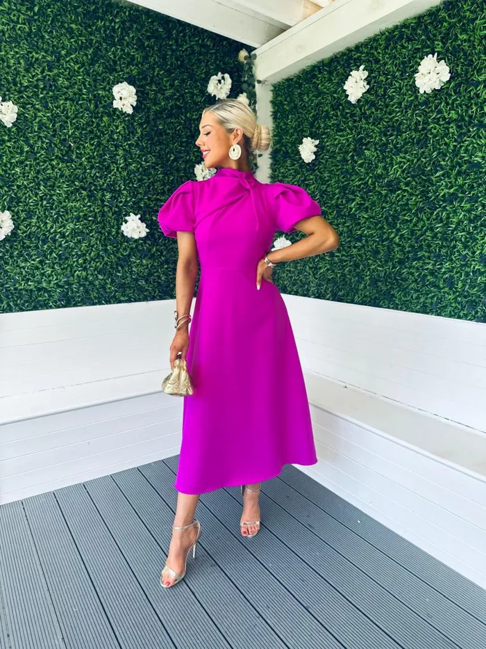 Women Midi Canella Lane Claudia Detailed Occasion Dress Orchid