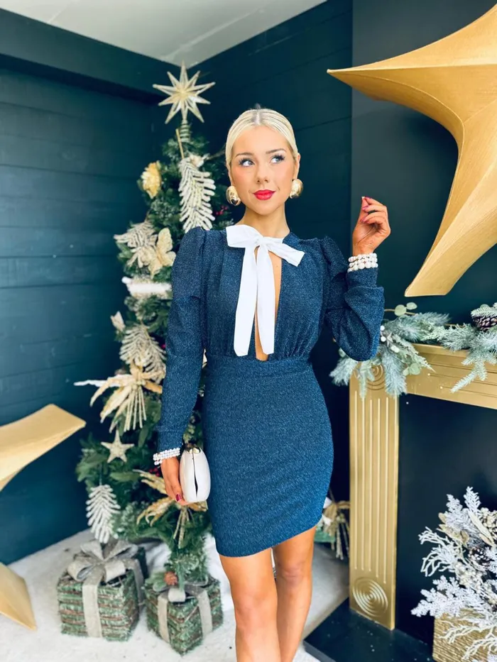 Women Mini Canella Lane Dollie Detailed Mini Dress Navy