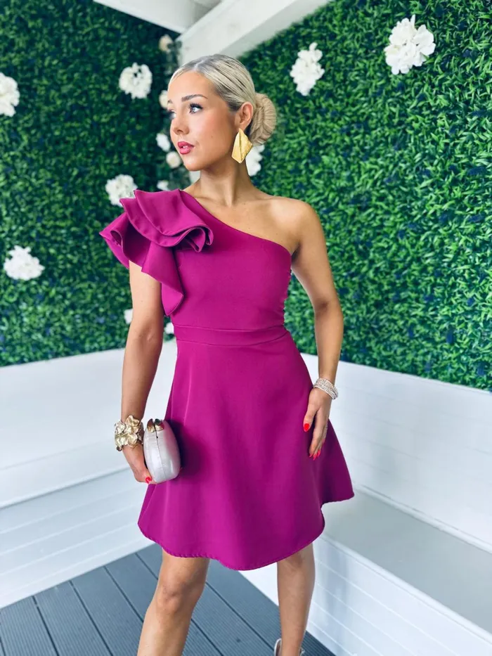 Women Mini Canella Lane Penelope Occasion Mini Dress Berry